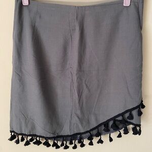 Caravanserai Gray Skirt with Black Tassel Trim M NWT